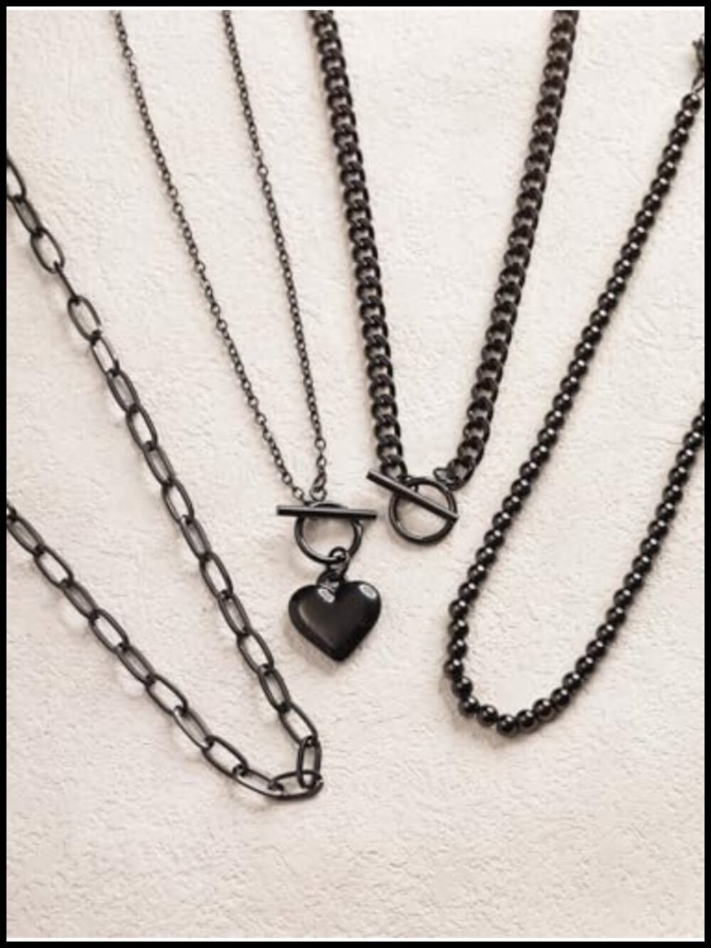 Layered Heart Beaded Choker Necklace, Gothic Punk Y2K - Picture 4 of 6